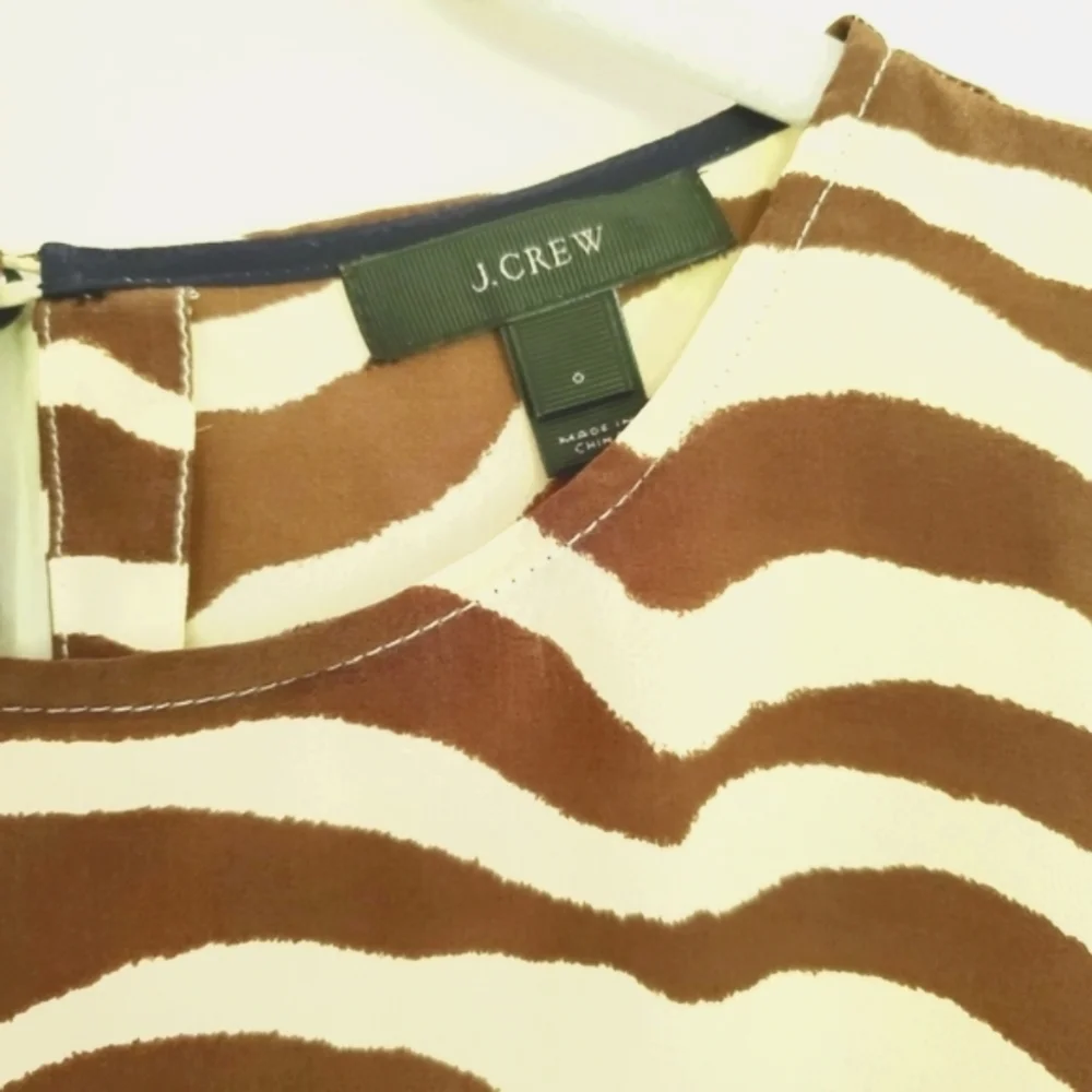 J. Crew Zebra Print Silk Top Women Size 0